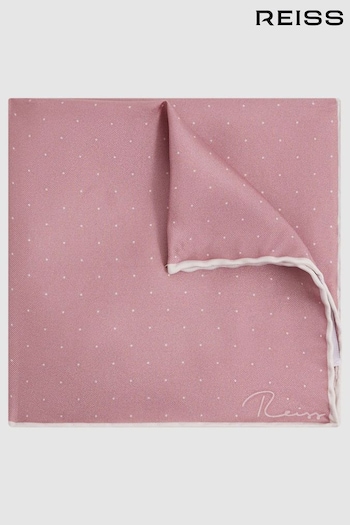 Reiss Pink Liam Polka Dot Silk Pocket Square (661922) | £38