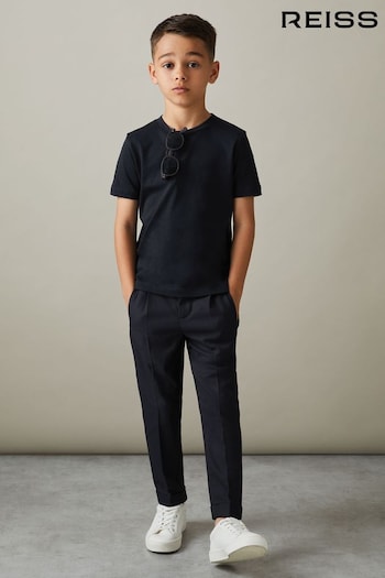 Reiss Navy Brighton Junior Relaxed Elasticated Klein Trousers with Turn-Ups (661938) | £38