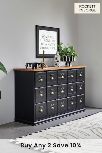 Rockett St Paul George Black Apothecary Style Large Sideboard (662113) | £1,299