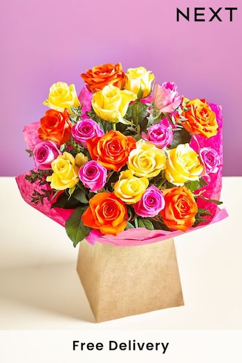 Bright Rose Fresh Flower Bouquet in Gift Bag (662163) | £30