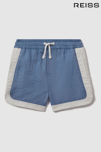 Reiss Sea Blue/Ecru Surf Contrast Drawstring Swim Shorts (662204) | £30