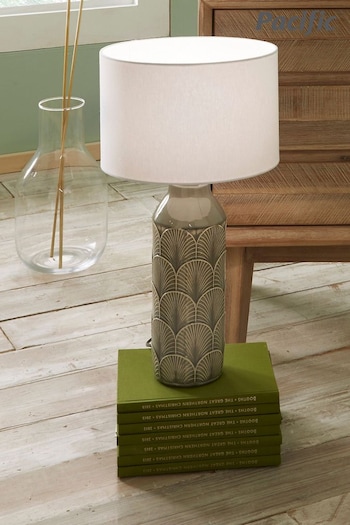 Pacific Black Bethan Embossed Ceramic Table Lamp (662221) | £75