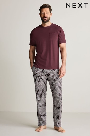 Purple Soft Geo Lightweight Pyjamas Set (662469) | £30