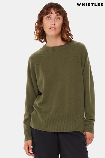 Whistles Green Ultimate Cashmere Crew Neck Jumper (662638) | £195
