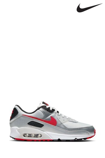 Nike Grey/Red Air Max 90 Trainers (662665) | £145