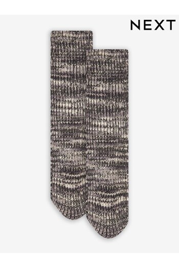 Black/White Ombre Cable Slipper Socks (662687) | £18
