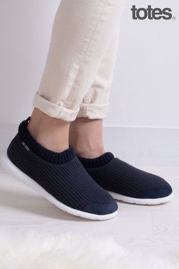 Totes Blue Ladies Isotoner Iso-Flex Waffle Bootie Slippers (662706) | £40