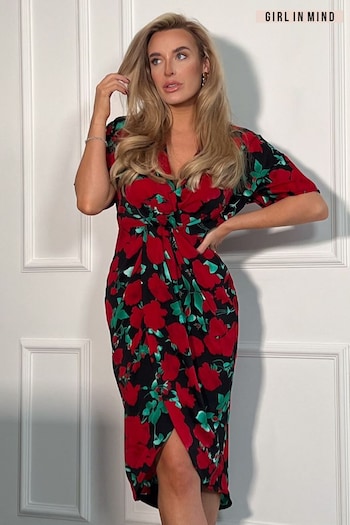 Girl In Mind Red Short Sleeve Chelsea Wrap Dress (662718) | £44