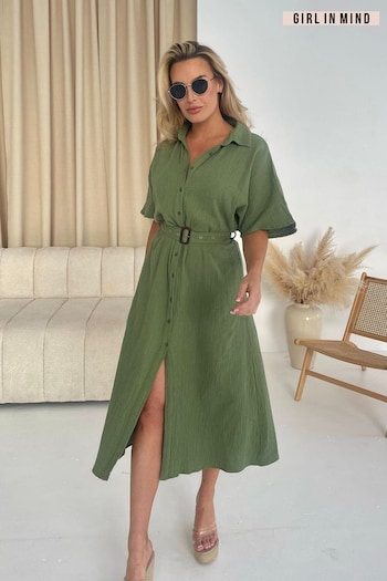Girl In Mind Green Harley Belted Wrap Front Midi Dress limited (662798) | £46
