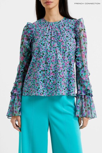 French Connection Blue Alezzi Aely Jacquard Mix Top (662806) | £55