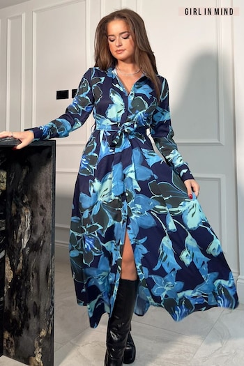 Girl In Mind Blue Brielle Shirt Maxi Dress (662812) | £45