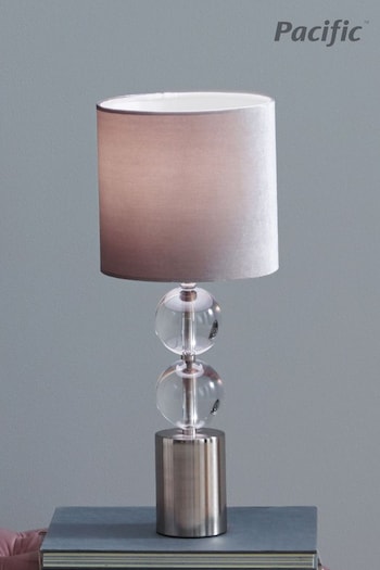 Pacific Silver Harris Clear Brushed Silver and Clear Glass Table Lamp (662980) | £100