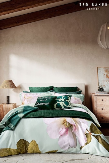 Ted Baker Green Gardenia Floral Duvet Cover and Pillowcase Set (663616) | £135 - £165