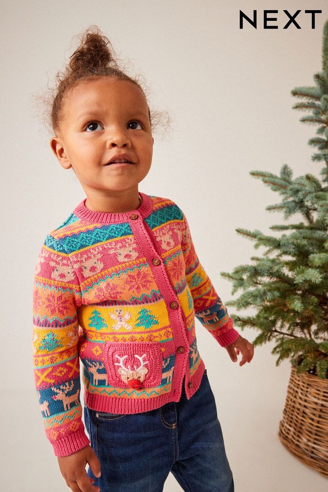 Buy Girls Pink Christmas Novelty Knitwear Online Next UK