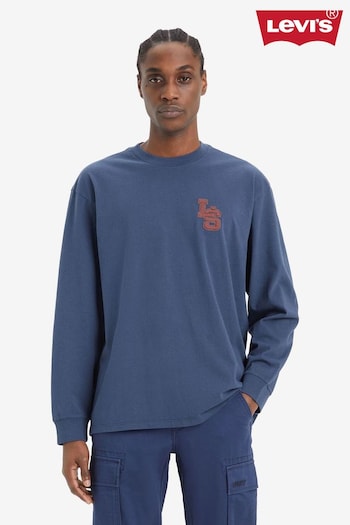 Levi's® Navy Spellbound Long Sleeve Classic Relaxed 100% Cotton T-Shirt (663931) | £35