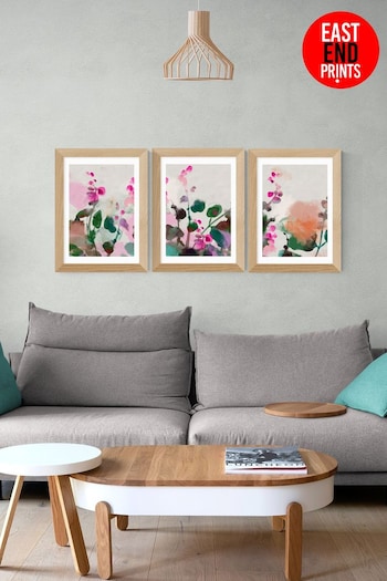 East End Prints Set of 3 White Summerly Hollyhocks Wall Prints Set by Ana Rut Bre (664309) | £119.95 - £319.95