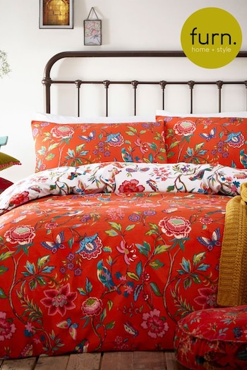 furn. Orange Pomelo Tropical Floral Reversible Duvet Cover and Pillowcase Set (664407) | £16 - £34