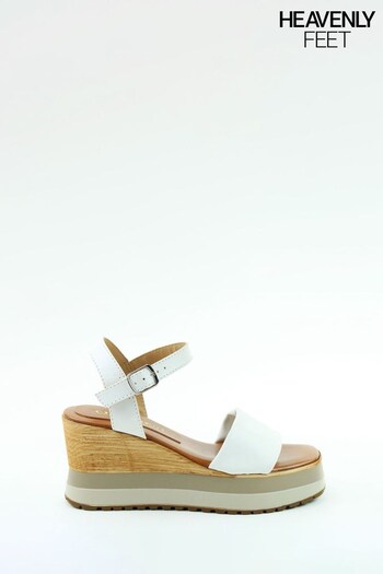 Heavenly Feet Made in Italy High Wedge White Sandals Gel (664417) | £45