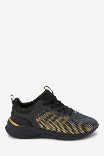 Black/Gold Elastic Lace Trainers (664422) | £25 - £31
