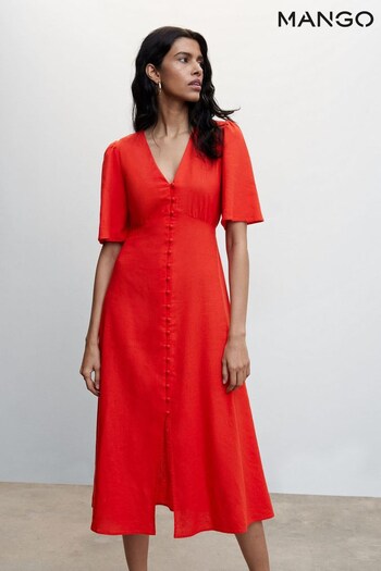 Mango Buttoned Linen-Blend Dress (664449) | £46