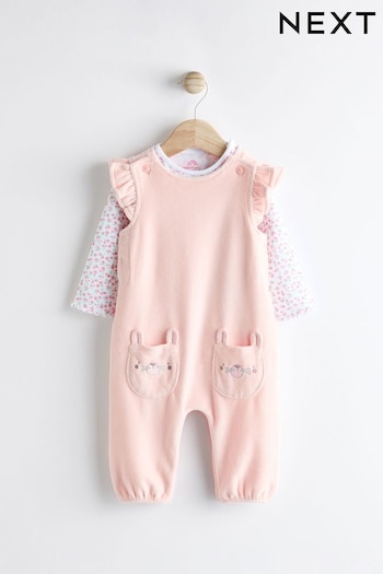 Pink Baby Dungarees and Longsleeve Bodysuit Set (0mths-2yrs) (664511) | £18 - £20