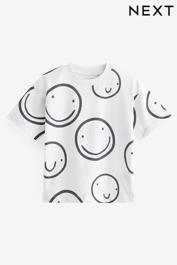 White/Black All-Over Print Short Sleeve T-Shirt (3mths-7yrs) (664555) | £4.50 - £6.50