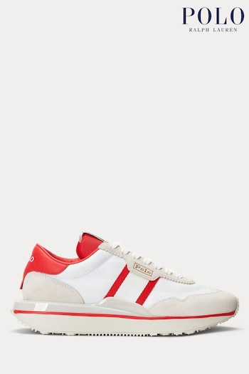 Polo Ralph Lauren Train 89 Leather Canvas White Trainers (665148) | £139