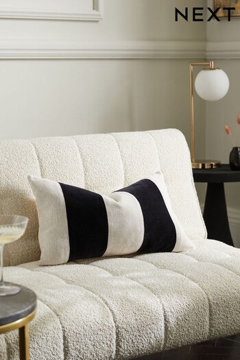 Black/White Rectangle - Feather Filled Linford Stripe Cushion (665165) | £24