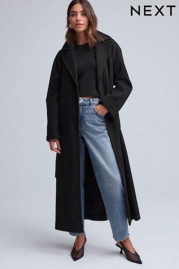 Black Long Belted Maxi Coat (665329) | £60