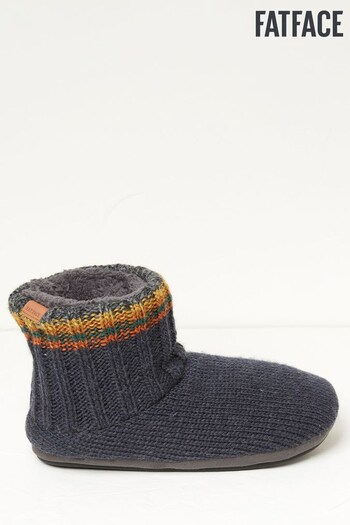 FatFace Blue Simon Stripe Knit Slipper Boots (665551) | £35