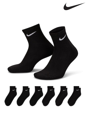 Nike Black/White Everyday Cushioned Training Ankle Socks 6 Pack (666050) | £20