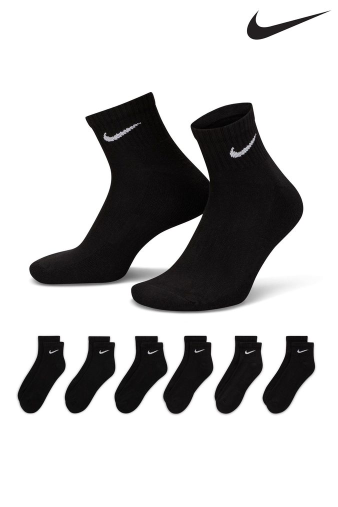 Nike Black/White Everyday Cushioned Training Ankle Socks 6 Pack (666050) | £23