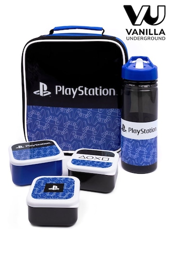 Vanilla Underground Blue PlayStation Body Logo All-Over Print Lunch Bag Bottle and 3 Snack Pots (666059) | £25