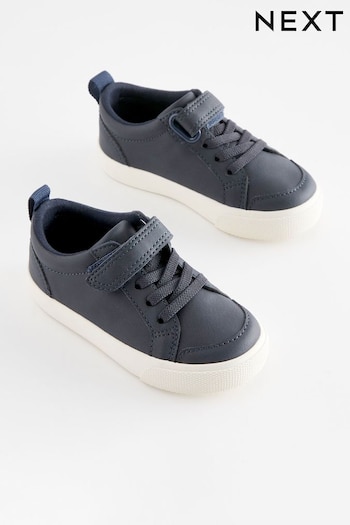 Navy Blue Wide Fit (G) Touch Fastening Elastic Lace Shoes (666369) | £14 - £18