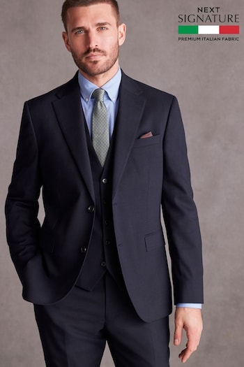 Navy Slim Fit Signature Tollegno Suit (666504) | £149