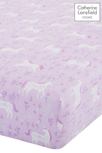 Catherine Lansfield Pink Kids Folk Unicorn Easy Care Fitted Sheet (666805) | £17 - £18