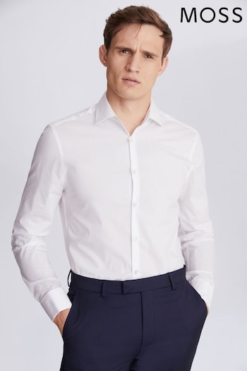 MOSS Slim Fit White Double Cuff Stretch Shirt (666971) | £35