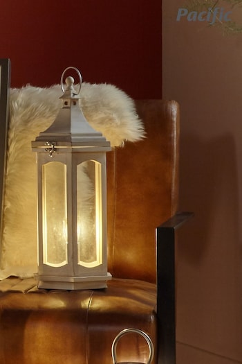 Pacific White Adaline Wood Lantern Table Lamp (667026) | £70