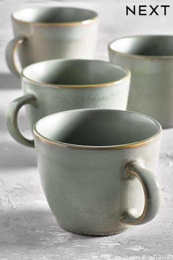 Set of 4 Sage Green Logan Reactive Glaze Mugs (667139) | £22