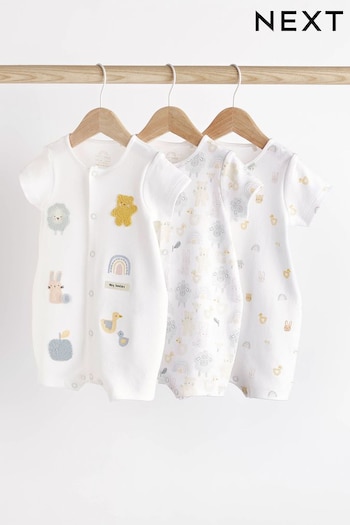 White Farmyard ideal Rompers 3 Pack (0mths-3yrs) (667228) | £17 - £19