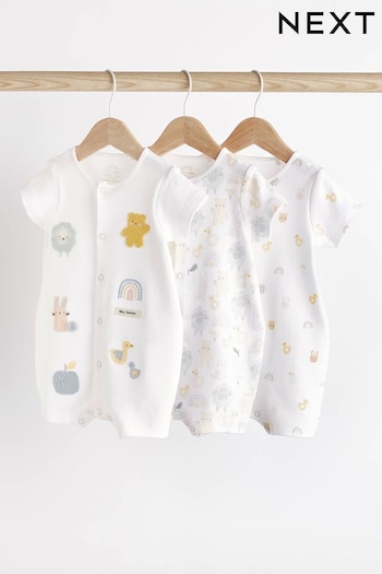 White Farmyard halterneck Rompers 3 Pack (0mths-3yrs) (667228) | £17 - £19