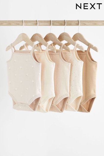 Beige Baby Strappy Vest Bodysuits 5 Pack (667422) | £14 - £16