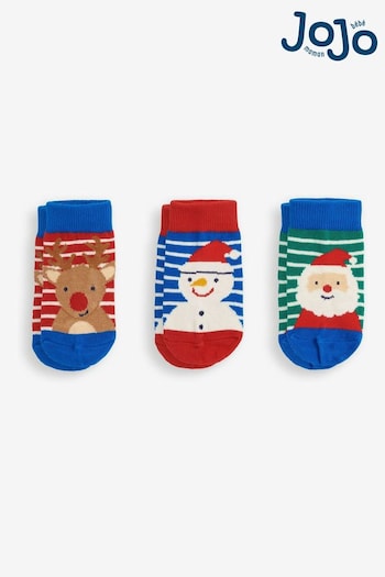 JoJo Maman Bébé Multi Kids' 3-Pack Christmas Socks (667605) | £9.50
