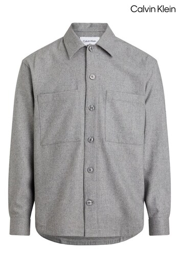 Calvin Bucket Klein Grey Wool Blend Overshirt (668001) | £140
