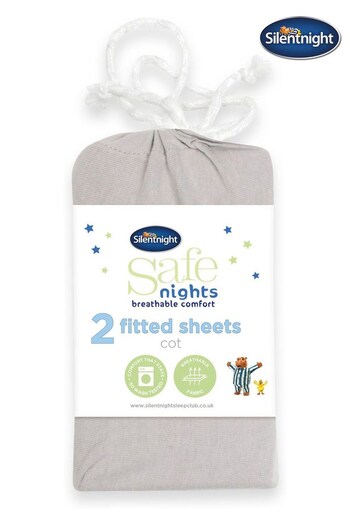 Silentnight 2 Pack Grey Safe Nights Cot Fitted Sheets (668116) | £15