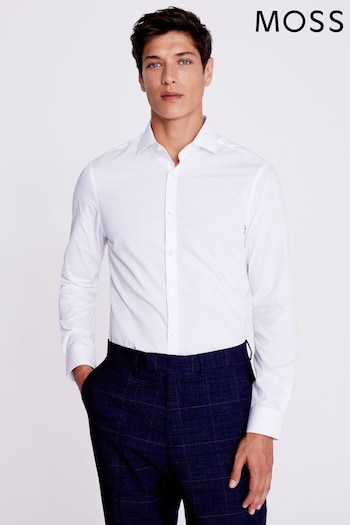 MOSS Skinny Fit White Single Cuff Easy Care Shirt (668185) | £35