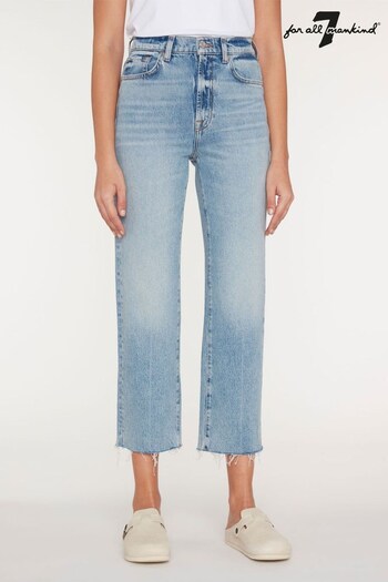 7 For All Mankind Logan Stovepipe Straight Crop Raw Cut Hem Jeans (668276) | £200