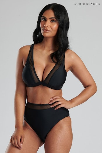 South Beach Black Mesh Bikini with Mesh High Waist Briefs (668281) | £33
