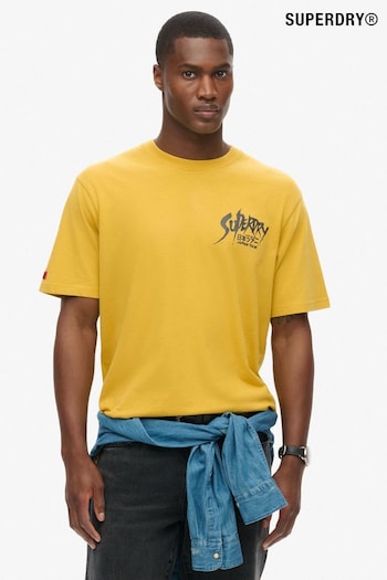 Superdry Yellow 100% Cotton Lo-Fi Punk Graphic Loose T-Shirt (668407) | £30