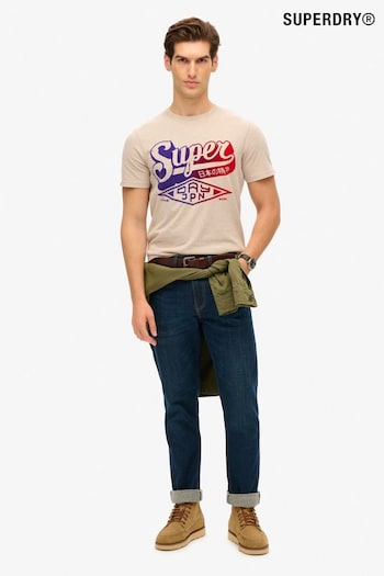 Superdry Cream Flocked Faded Graphic T-Shirt (668409) | £30